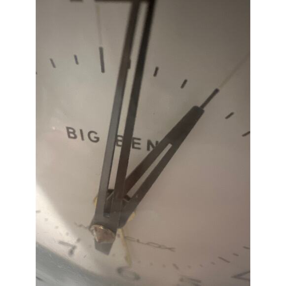 VTG Westclock Big Ben Mechanical windup clock alarm cream gold metal gear driven - Picture 11 of 12
